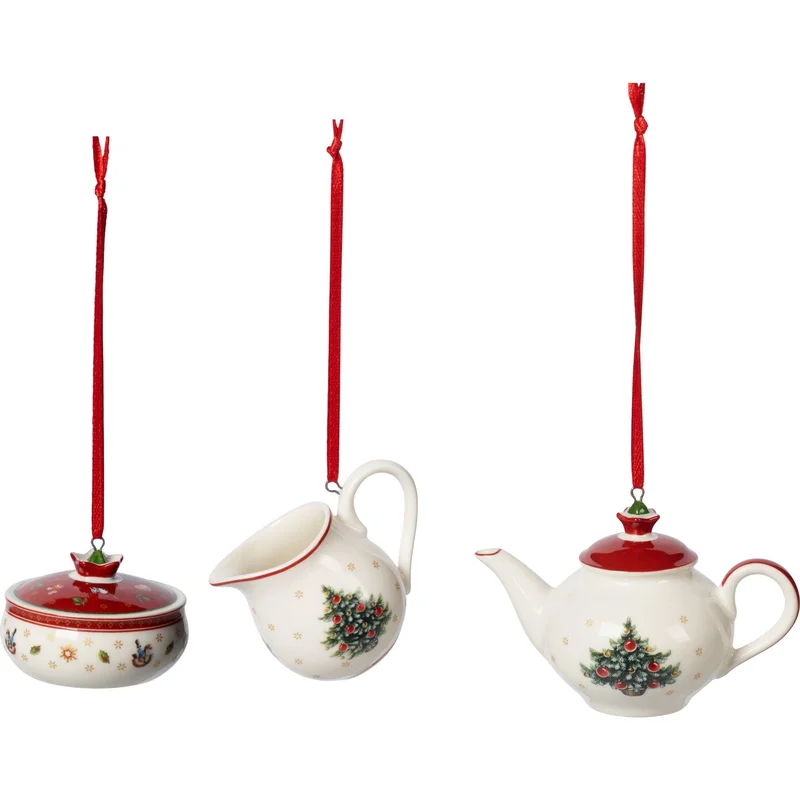 Villeroy & boch julpynt kaffeset 3 delar, vit/röd | Inredning > Juldekorationer > Julpynt | Bagaren och Kocken