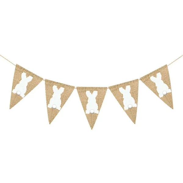 Jute Vimpel Flagg Bannere Kanin Bølge Punkt Bannere Girlander for Påskefest Dekorasjoner Khaki 300 x 17 x 0.1 Cm Festdekorasjon 1 Pakke