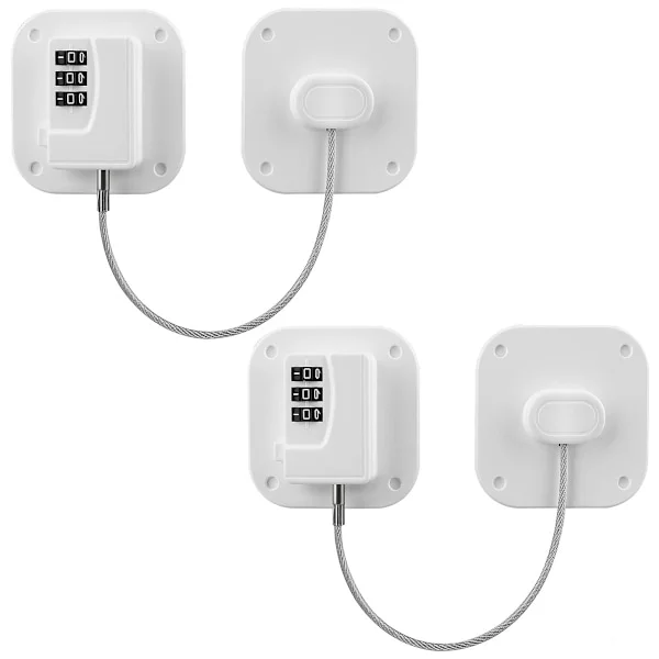 2-pack Refrigerator Locks with Password, Child Safety Locks, Digital Window Restrictor with Code - Strong Adhesive Combination Lock, for Drawer, 