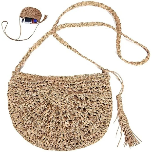 Straw Messenger Bag Straw Tassel Bag, Women's Bag