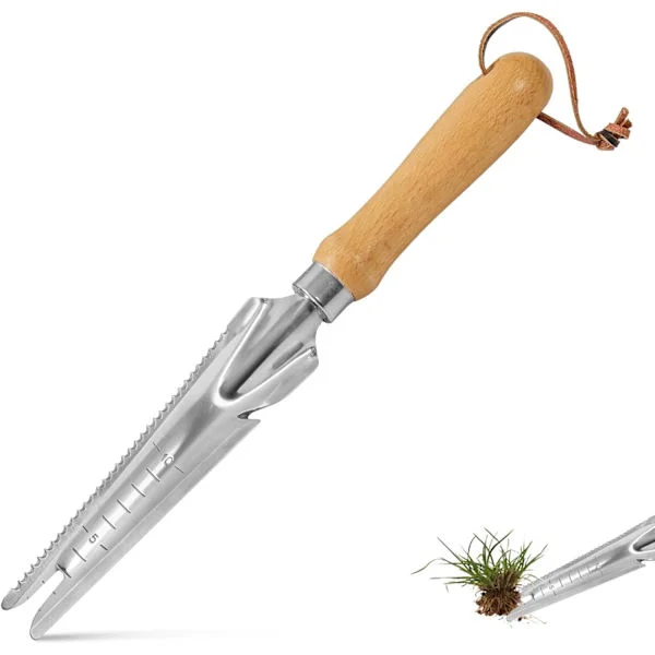Ugressfjerner Hagearbeid 34cm Trehåndtak Ugressfjerner Rustfritt Stål Ugressverktøy Rustfritt Stål Manuell Ugressfjerner Ugressfjerner for Luking, 
