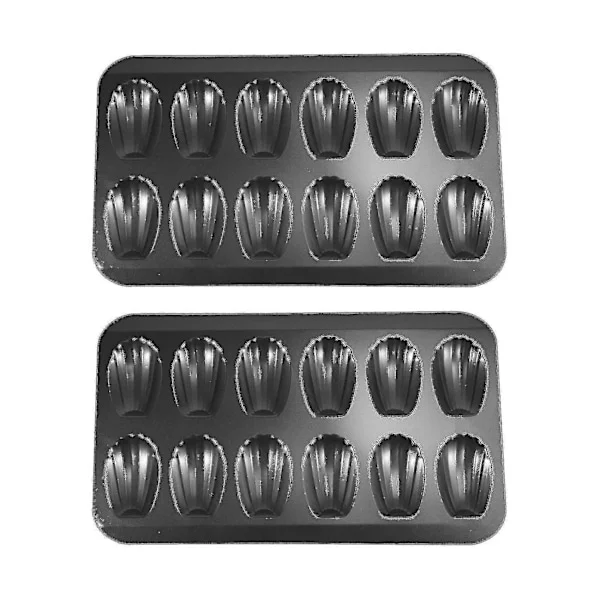 2-pack Nonstick Madeleine Pans, 12-Cavity Baking Sheets, Shell Cake Mold Chocolate Nonstick Bread
