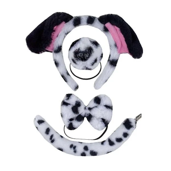 Dog Costume Set for Cosplay - Plush Ears Tail Bow Tie, Halloween Christmas Party Accessories for Adults Kids D D
