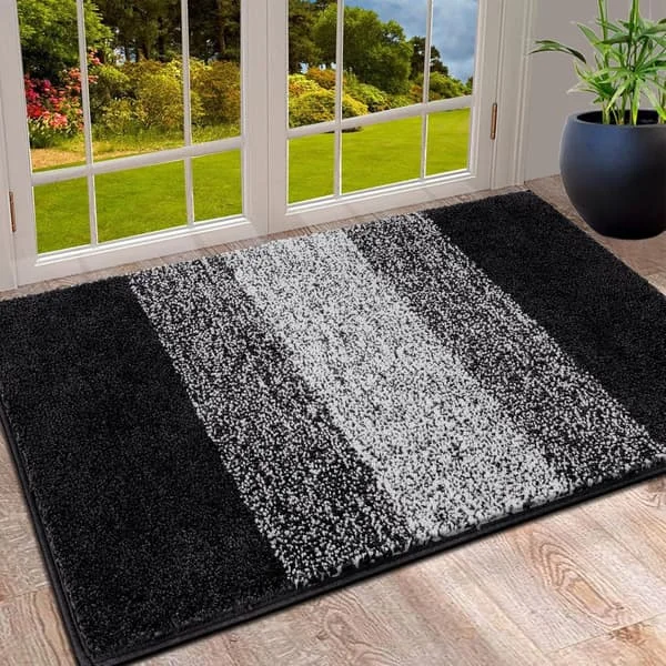 Dørmåtter Indendørs, Maskinvaskbare Bløde Dørmåtter, Smudsfanger Dørmåtte, Superabsorberende Entrémåtte (50 X 80 cm, Sort)