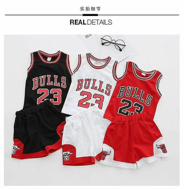 23 Michael Jordan Bulls Basketball Trøjer Korte Dragter sort