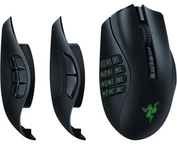 Razer NAGA V2 PRO - Trådlös gamingmus med 3 utbytbara sidoplattor