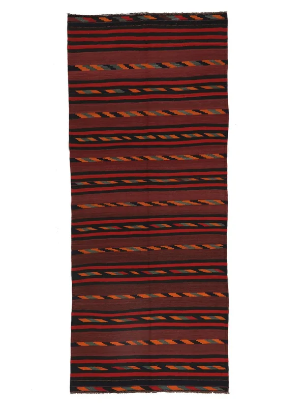 Afghan Vintage Kilim Rug Oriental Runner Black/Dark Red (Wool, )