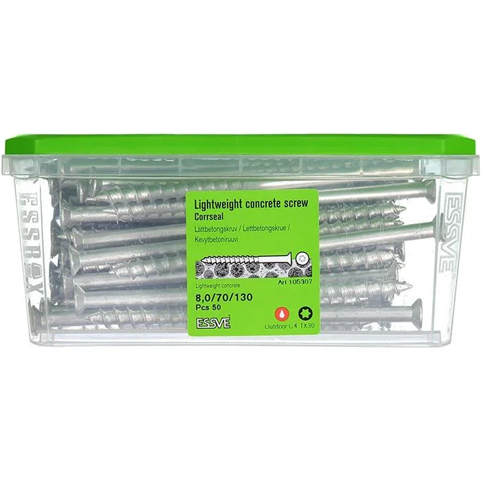 ESSVE CorrSeal TX30 Lättbetongskruv 8,0x130mm, 50-pack, Infästning