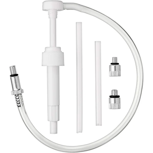 Alemman vaihteiston öljypumppu tavallisille litran pulloille, sisältää 3/8 tuuman metallisen letkunkiristimen, 8 mm ja 10 mm adapterit, sopii 