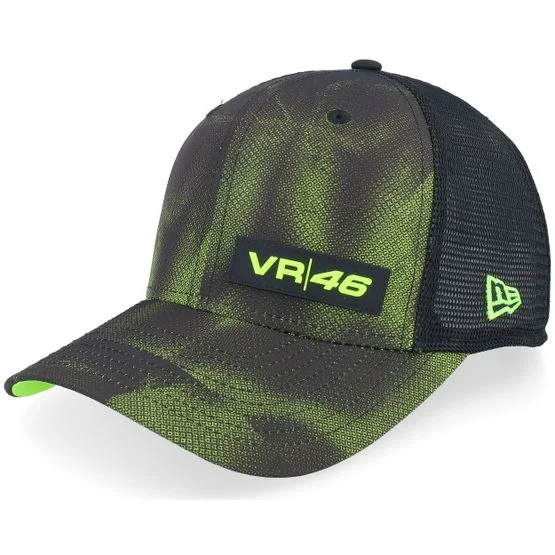 New Era - Negro trucker Gorra - VR46 Halftone All Over Print 9FIFTY Ss Vr46 Black/Neon Green Trucker @ Hatstore