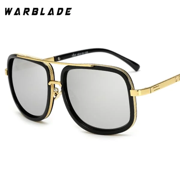 WARBLADE Store firkantede solbriller med stor ramme til mænd og kvinder, designer gradient solbriller til kvinder 2018 spejl Oculos Shades briller