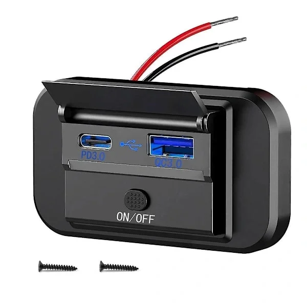 Supererbjudande till lågt pris! Dubbel snabbladdning USB QC3.0 och PD3.0 RV USB-uttag 12V USB-laddare Bil USB-port 12 Volt USB-uttag