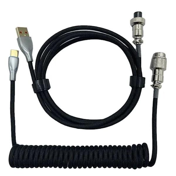 Gaming Keyboard Cable Professionell Infällbar Robust Anslutningsspiral Keyboard Kabel för Mekaniskt Tangentbord Svart
