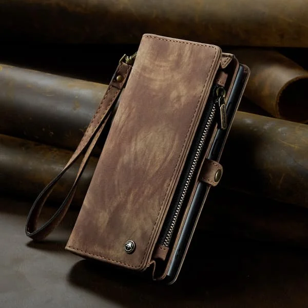 【NX】CaseMe 008 Stor Lommebok 2-i-1 Magnet Lommebokdeksel Kompatibel med iPhone 17e - Svart Mørkebrun