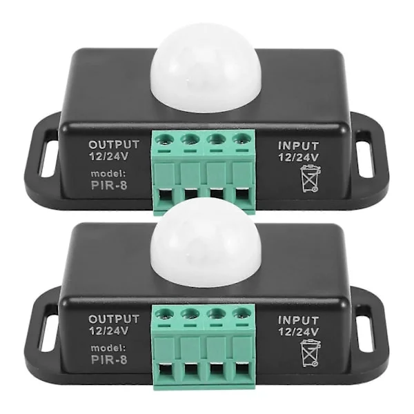 Bevægelsessensor Switch, 12V 24V PIR Sensor LED til Fleksible LED Strips Lys, 2 Pakke