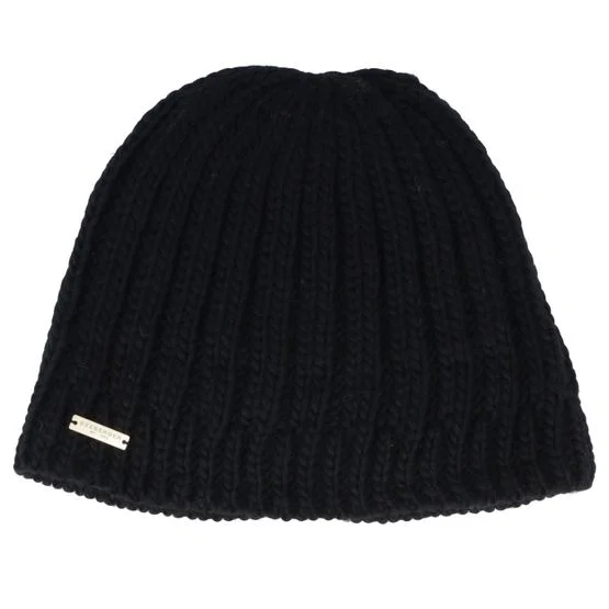 Seeberger - Black traditionalbeanie Beanie - 100% Wool Beanie Black Beanie @ Hatstore