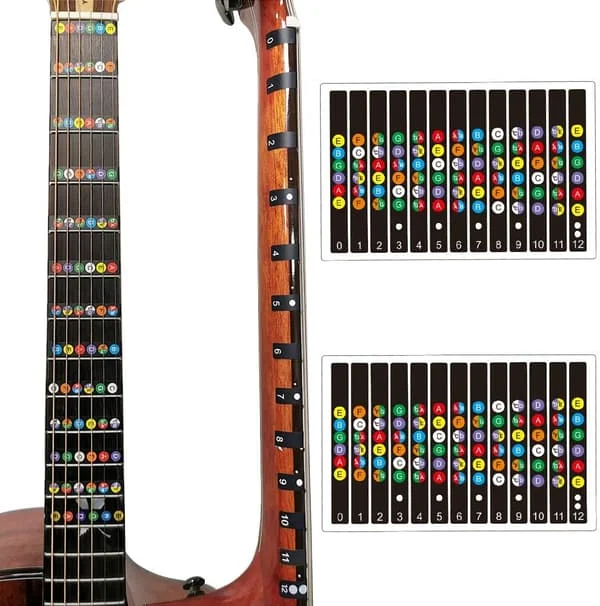 Gitarbåndklistremerker Båndklistremerker for Akustisk Gitar Bassgitar Noteklistremerker Akkordklistremerker for Barn Nybegynnerlæring 2PC