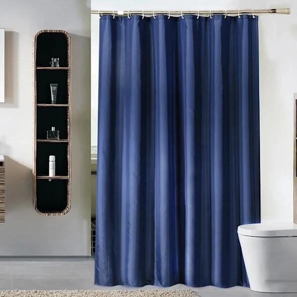 100 x 180 cm Blue Shower Curtain, Mold Resistant Polyester Bathroom Curtain Waterproof Shower Curtain Fabric Washable Shower Curtains, A