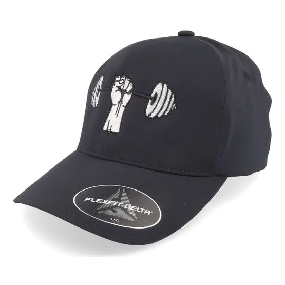 Berzerk - Svart flexfit Caps - Dumbbell Fist Gym Delta Black Stretch Fit @ Hatstore
