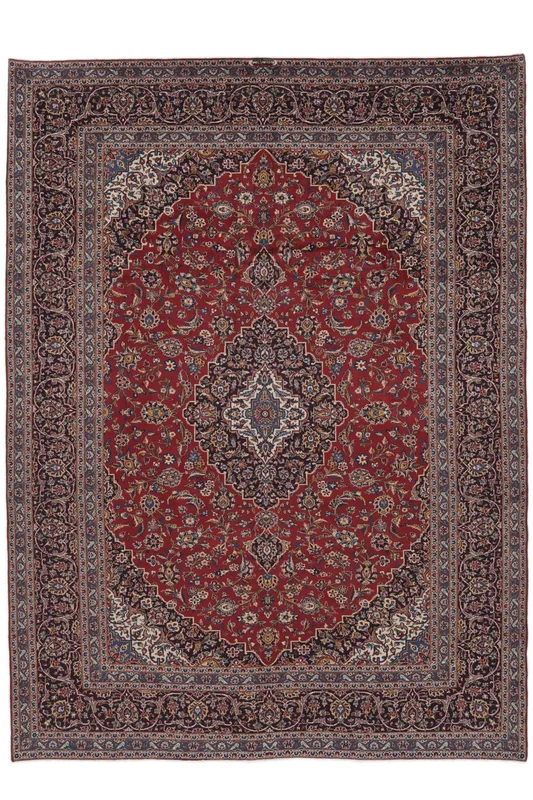 Handknuten Keshan 292X404 Orientalisk Ullmatta Svart/Mörkröd Stor