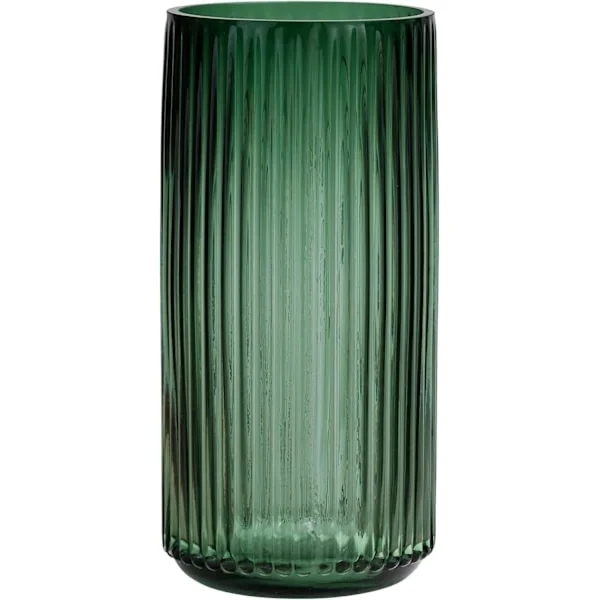 Flower Vase 24.6 cm Green Thick Hand-Blown Glass Vase Round Vintage Striped Bottle for Bookshelf, Dining Table, Indoor Office Desk, Meeting Room