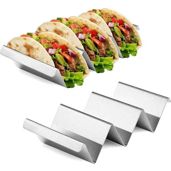 Taco-teline 3 lokerolla - 2 kpl:n setti - Ruostumaton teräs - Taco-pidike - Tortillapidike - Tortillateline - Taco-teline - Taco- ja tortillateline