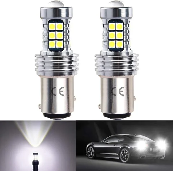 2 stk 157 P21/5W LED 12V 24V lyspærer, superlyse bil LED bremselys, hvit 6500K, brukes til bilbremselys, bremselys,