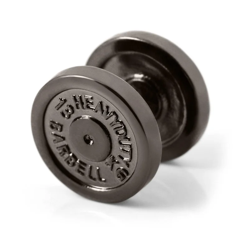Satago | 12 mm Gunmetal Γκρι Ατσάλινο Dumbell Faux Plug Καρφωτό Σκουλαρίκι για άνδρες - Σκουλαρίκια fake plugs
