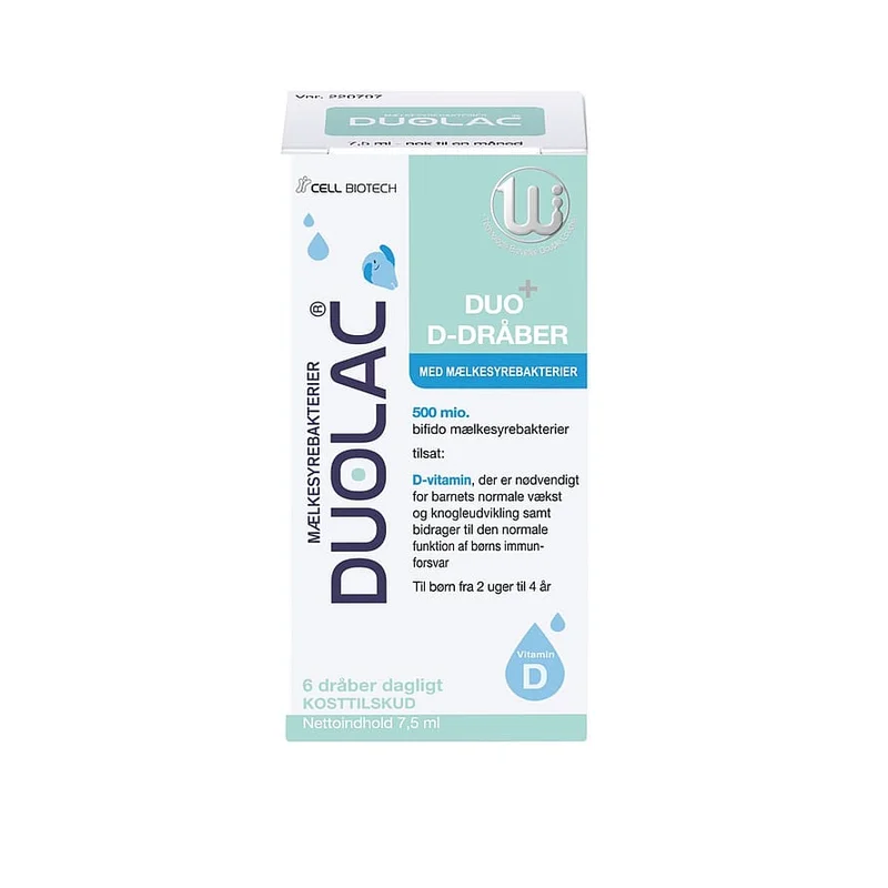 DUOLAC Duo+ D-dråber 7,5 ml, Helse & Madvarer, Børnevitaminer, D-vitamin Til Børn