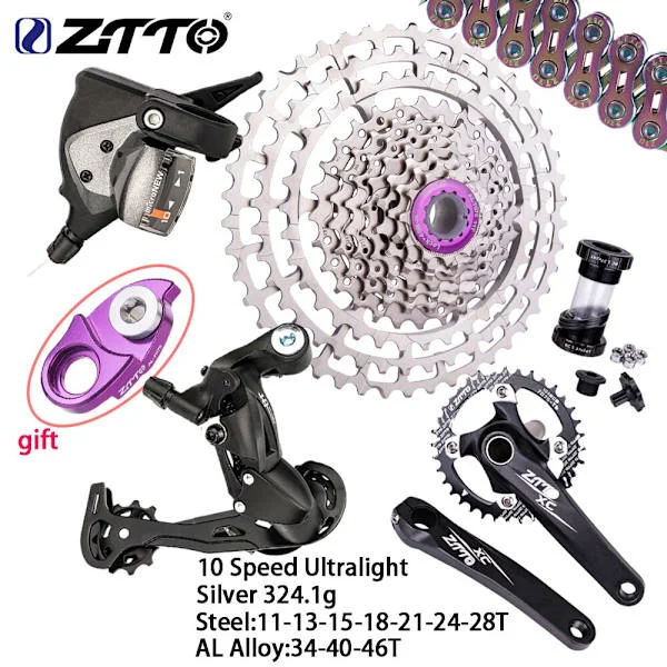 ZTTO Ultralight 10 Speed ​​Shift Set MTB Bike 32/34/36T Kedjehjul Vevsats 11-46/50T Cassette Groupset 1X10 Bakväxel del