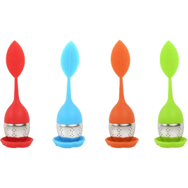 4-pack silikon-teinfuserare, silikonhandtag, tesil i rostfritt stål, lös tebryggare för tekoppar, muggar och tekannor - 4 färger