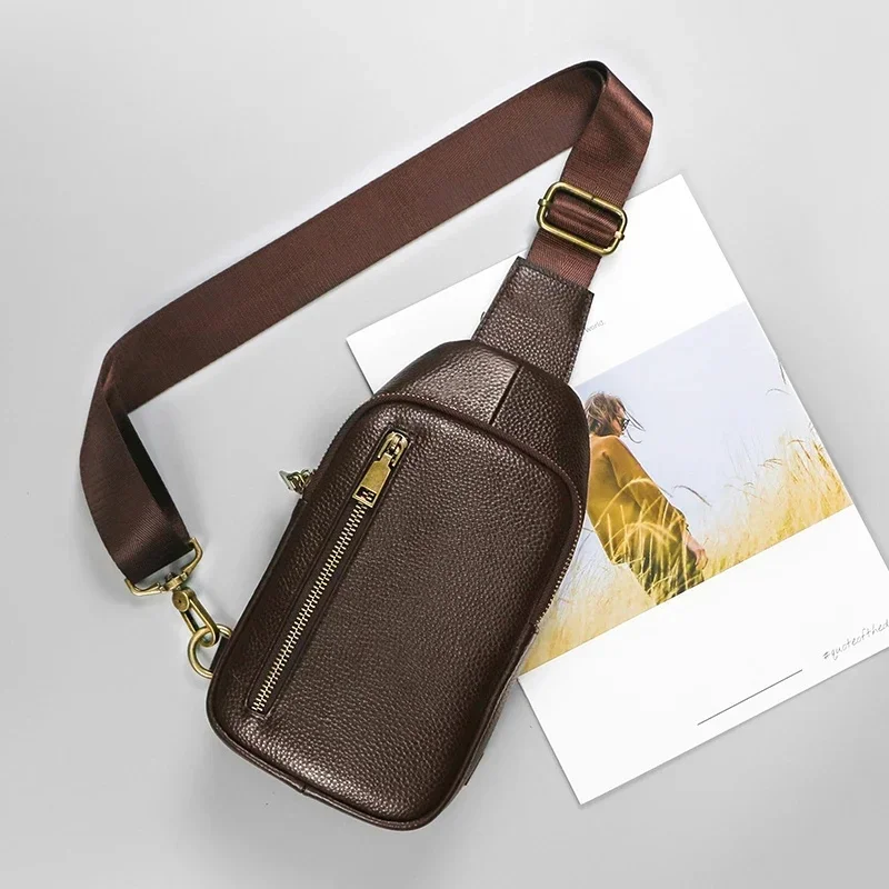 AliExpress - Petit sac à bandoulière en cuir véritable pour homme, sac à dos de poitrine, sac à dos de jour, voyage en plein air, chasse, randonnée, 