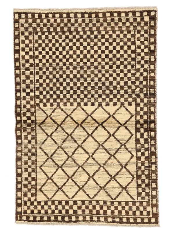 Hand Knotted Berber Style Rug 100X148 Wool Orange/Brown Small
