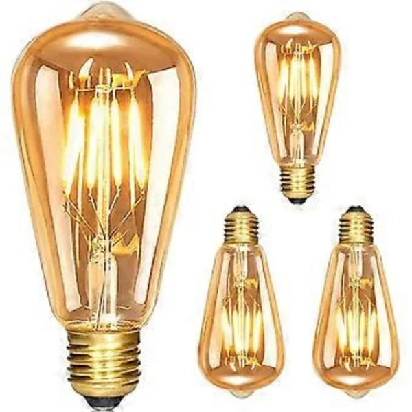 Edison-lamppu Vintage E27, himmennettävä ST64 6W LED Edison -lamppu, 3 kpl Retro Vintage -lamppu, lämmin valkoinen 560LM, ihanteellinen nostalgiaan ja
