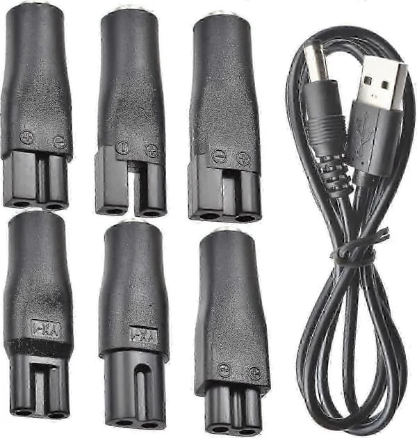 5V USB Strømkabel 7-pak til hårklippere, skægtrimmere og barbermaskiner - Erstatningsopladeradapter til skønhedsinstrumenter SZRH