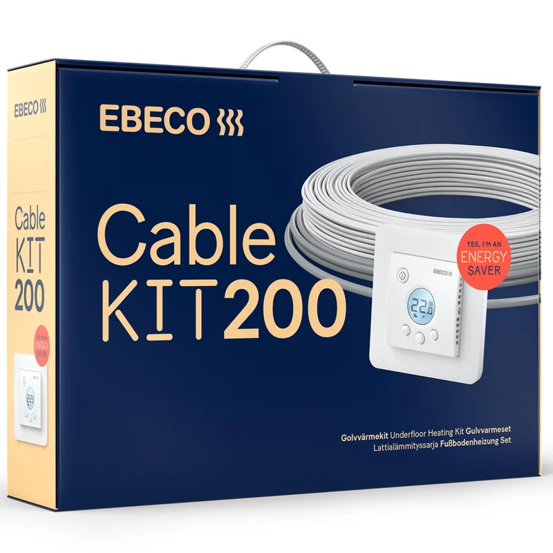 Ebeco Cable Kit 200 Golvvärmekit med värmekabel och termostat 8,9 m, 100 W, Värme