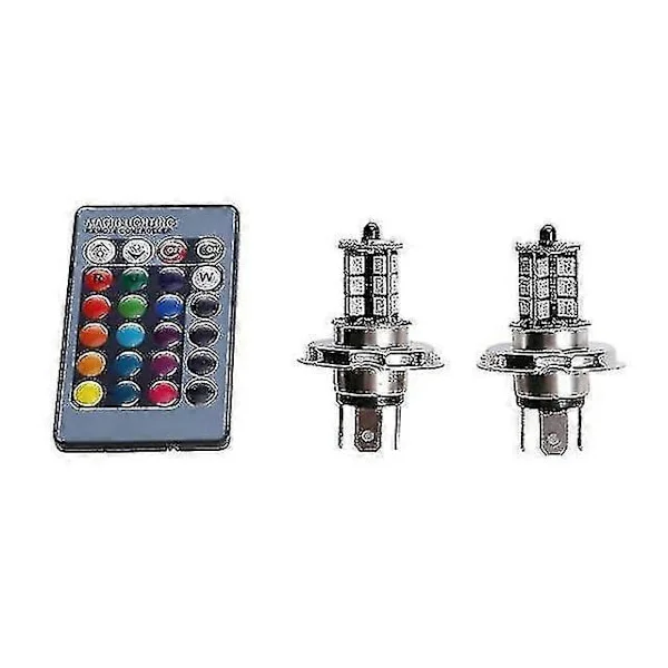 2st 9006 H4 Hb4 H7 H8 H9 H11 Universal Bil RGB Atmosfär Lampa 5050 LED Lampa Biltillbehör med Fjärrkontroll H4