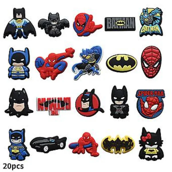 20 stk./sæt Superhelte-serie Skocharms Sko Dekoration Spider-Man Batman Skocharms til DIY Croc Clog Sandaler Armbånd Dekoration Tilbehør ( )