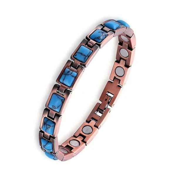 Magnetiska koppararmband för kvinnor, magnetiskt koppararmband och magnetiska ringar med starka magneter, justerbar storlek smyckesgåva H8