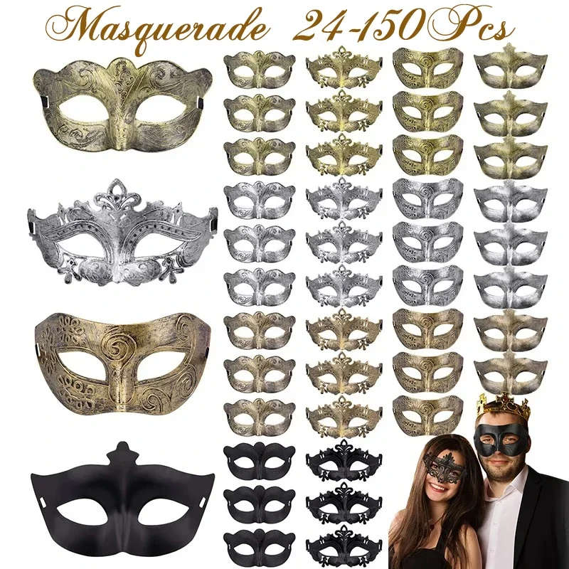 AliExpress - Lot de 24-150 masques de carnaval vénitien pour couple, masques vintage pour femme et homme, pour bal de promo, fête costumée