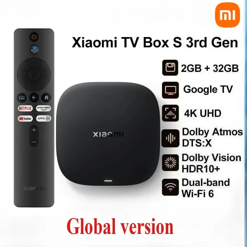 AliExpress - Xiaomi TV Box S 3ème génération, Google TV Smart Android TV Box, 4K UHD WIFI 6 32 Go ROM, Dolby Vision HDR10 + Google Assistant, BT5.2