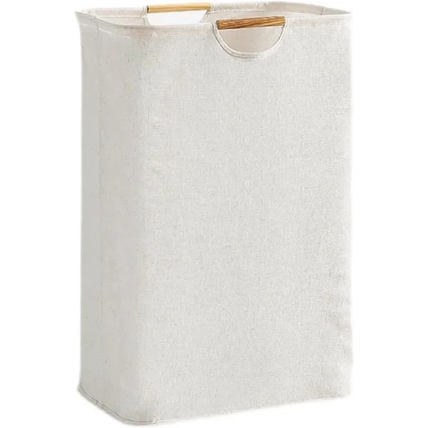 ING Sammenleggbar skittentøyskurv Skittentøyskurv Beige 55x40x27 cm Sammenleggbar kurv Kurv Håndtak Perfekt for soverom Hybel Vaskerom Fest