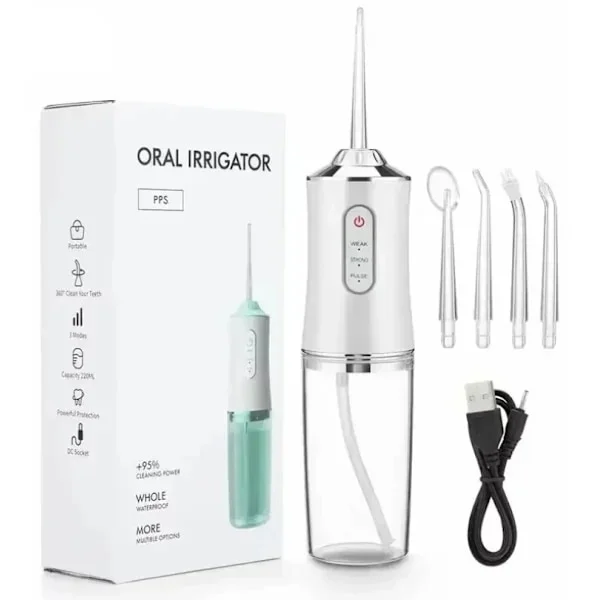 Dental Water Flosser Spotlight – Professionel og Bærbar Mundskyl til Sundere Hvidere Tænder Hvid Hvid Hvid