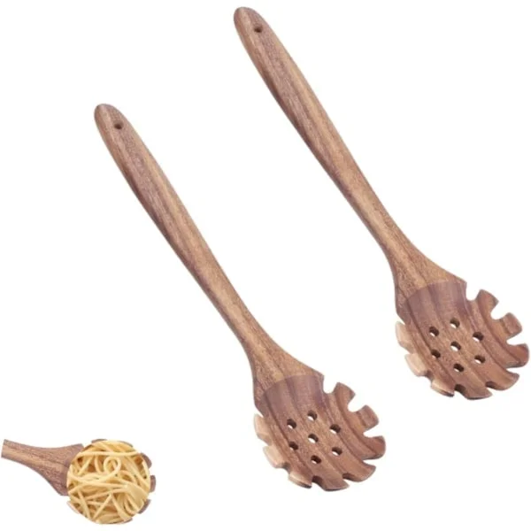 Professionell spaghettisked, 32 cm pastaslev i trä med piggar, räfflad pastaslev, pastaslev för spaghettisil