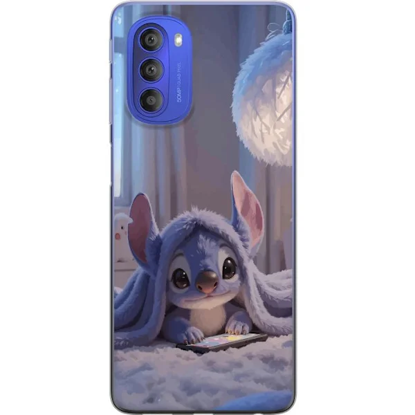 Kompatibelt Mobildeksel til Motorola Moto G51 5G Stitch under teppe kveldslys koselig blå design med varme lekenhet og drømmende følelse