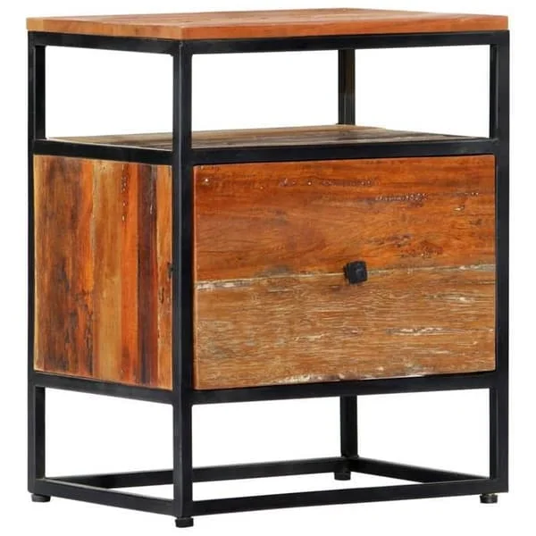 Yöpöytä - Maison Exclusive - Massiivinen kierrätyspuu - 40 x 30 x 50 cm - 1 laatikko, 1 hylly