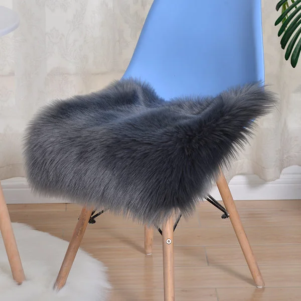 (Grå, 50 x 50 cm) Konstgjord pälsmatta, långhårig fluffig matta, konstgjorda fårskinn