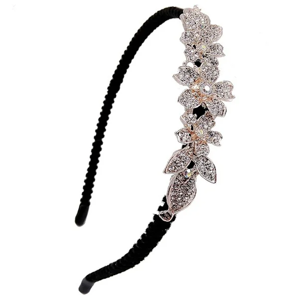 Crystal Headband for Women, Pearl Headband Women's Headband Crystal Flower Headband Girls Fashion Headband Leaf Jewelry Rhinestone Headband Cute