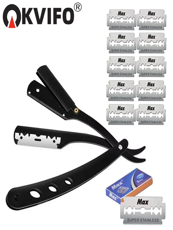 AliExpress - KVIFO nouveau rasoir manuel pour hommes salon de coiffure rasoir tige en acier inoxydable est facile à utiliser rasoir de sécurité rasoir