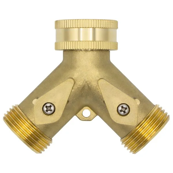 2-veis Y-fordeler 10964, 3/4" hann-gjenger, messing, med stoppekraner